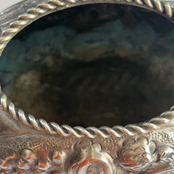 Open Salt Cellar Dish Repousse Floral Design 5.5"x6" - Picture 8 of 15